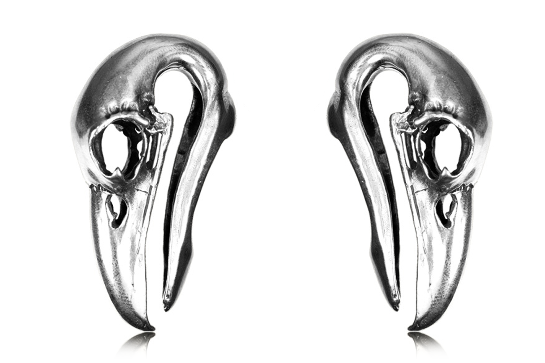 Silver Raven Skull Ear Weights #BH13-S - Fux Jewellery